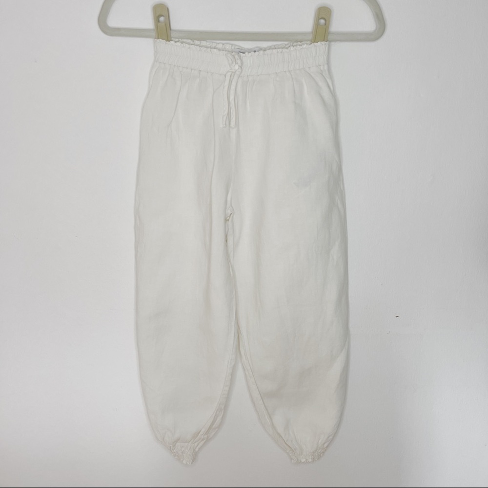 Zara Girls Linen Jogger Pant White Size 8